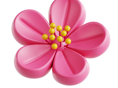 Vibrant Pink Flower With Soft Rounded Petals And Bright Yellow Stamens 3d model