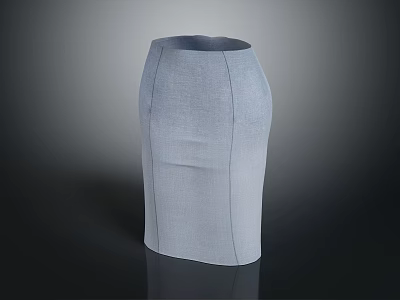 Light Blue Pencil Skirt With Slim Fit Cotton Fabric And Seam Details 3d model