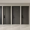 Modern Black Security Doors With Various Designs And Secure Lock Systems 3d model