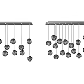 Modern Chandelier Design With Multiple Spherical Lights On Linear Metal Base 3d model