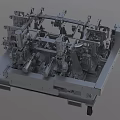 Industrial Equipment Featuring Complex Mechanical Structure And Metal Components On Wheeled Base
