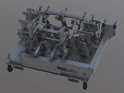 Industrial Equipment Featuring Complex Mechanical Structure And Metal Components On Wheeled Base 3d model