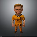 Cartoon Football Player In Orange Jersey Number 21 With Shorts And Socks