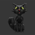 Black Cartoon Cat Statues With Yellow Eyes Red Noses And 3D Model Views