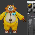 Three Shading Two Small Raccoon Little Panda Badger Bear Clown suit Miracle Wind Legend Wind Hand-painted Sub-era Monster 3d model