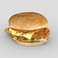 Crispy Fried Chicken Burger With Sesame Seed Bun Cheese And Lettuce