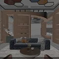 Elegant Modern Clothing Store Interior With Warm Illuminated Shoe Shelves And Cozy Customer Lounge