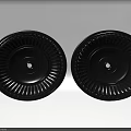 Pair of Round Black Decorative Ceiling Light Panels with Textured Design and Central Hole