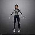 3D Character Model With Checkered Long Sleeve Top And Black Leggings