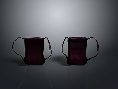 Stylish Purple Fabric Masks with Adjustable Straps and Textured Design for Daily Wear 3d model