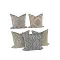 Textured Decorative Throw Pillows With Geometric Leaf Patterns And Neutral Tones 3d model