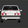White Hatchback Car Rear View With Red Rear Lights And Shiny Body Design