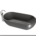 Modern Gray Freestanding Bathtub Design With Sleek Surface And Chrome Faucet