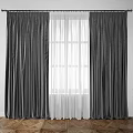 Dark Curtains With White Sheer Curtain For Home Window Interior Design 3d model