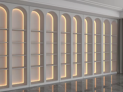 Modern Arched Shelving Unit With Built In Lighting For Elegant Interior Decor 3d model