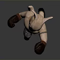 Fantasy Creature 3D Character Design In Boxing Pose With Camouflage Shorts And Gloves