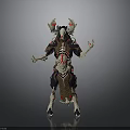 Detailed Fantasy Character With Antlers Elaborate Skeletal Costume And Red Accents
