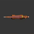 Polygonal Orange Dog with Red Patches and Green Collar 3D Model on Gray Background