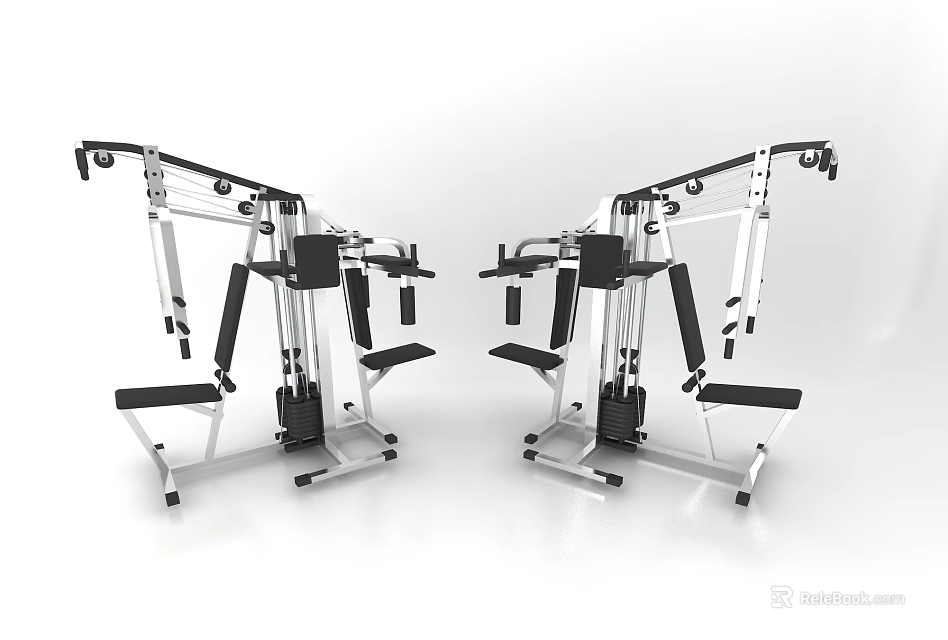 Multi Functional Fitness Training Equipment with Metal Frame and Black Seats Dual Units 3d model 