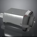 Small Electric Motor with Metal Casing Mounting Brackets and Rotating Shaft