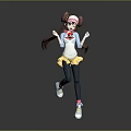 Anime Girl With Brown Pigtails And Cute Red Creature In White Top Yellow Skirt Outfit