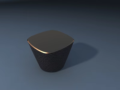Modern Minimalist Black Stool With Gold Trim Sleek Surface And Sturdy Metal Base Design 3d model