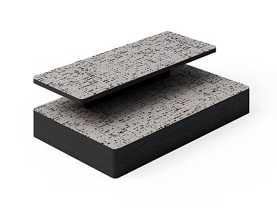 Modern Minimalist Two Tier Storage Shelf For Home With Gray Textured Top And Black Base 3d model