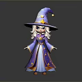 Wizard Character with Purple Starry Hat Blue Purple Robe Gold Star Decorations Cartoon
