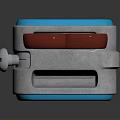 Cute Blue Smiley Face Toaster With Golden Toast On Top For Kitchen Appliance Use