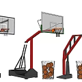 Basketball Gym Equipped With Multiple Basketball Hoops And Ball Baskets Filled With Balls