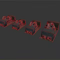 Four Black Vintage Train Models Arranged in a Row on White Background