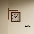 Stylish Wooden Frame Wall Mounted Clock With White Dial Black Numbers Hands By Poliform