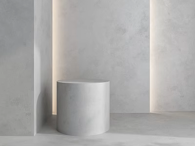 Gray Cylindrical Component in Minimalist Space with Smooth Surface And Neutral Gray Tones 3d model