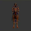Ancient Egyptian Camel Rider In Traditional Attire With Ornate Scepter And Shield