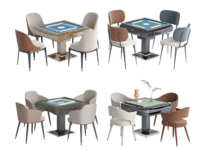 Stylish Entertainment Tables With Various Chairs And Modern Designs For Home Leisure Activities 3d model