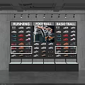 Organized Sports Shoe Rack Display With Running Football Basketball Shoes And Multicolor Designs