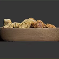 Homemade Golden Crispy Fried Chicken Pieces in Wooden Bowl