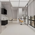 Modern Beauty Hair Salon With Open Layout White Tone Hairdressing Chairs Mirrors And Sofa