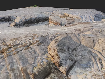 Scenic Gray Rock Landscape With Undulating Terrain And Distant Green Vegetation 3d model