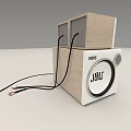 JBL Wooden Speakers Stacked with Two Top Speakers and One Bottom Speaker with Control Knob