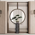 New Chinese Style Partition Porch Landscape Pointed Plant Screen Partition 3d model