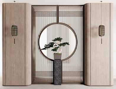 New Chinese Style Partition Porch Landscape Pointed Plant Screen Partition 3d model