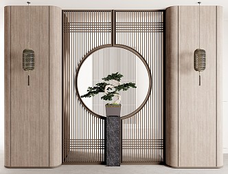 New Chinese Style Partition Porch Landscape Pointed Plant Screen Partition 3d model