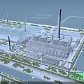 Aerial Planning of Industrial Complex With Factory Layout Chimneys Waterbody And Greenery