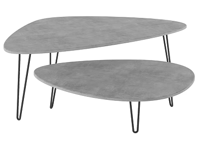 Stylish Modern Gray Leaf Shaped Dining Tables With Black Metal Legs 3d model