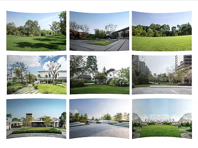 Green Outdoor Landscape With Lawns Trees Parks And Residential Areas 3d model
