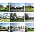 Green Outdoor Landscape With Lawns Trees Parks And Residential Areas