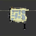 Detailed Satellite Structure With Purple Solar Panels Golden Body And White Antennas