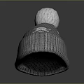 Gray Knitted Beanie With White Patterns And Top White Pom Pom Design 3d model