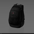 Black Backpack With Red Logo Multiple Pockets Adjustable Straps Functional Design